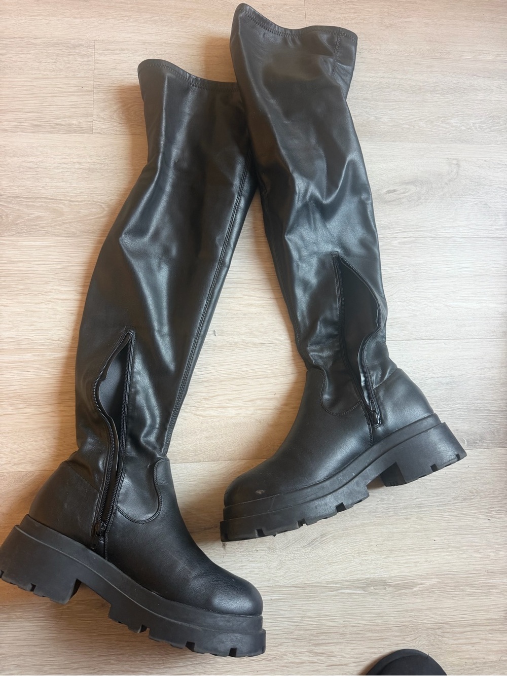 ASOS Black Over-the-Knee Chunky Platform Boots